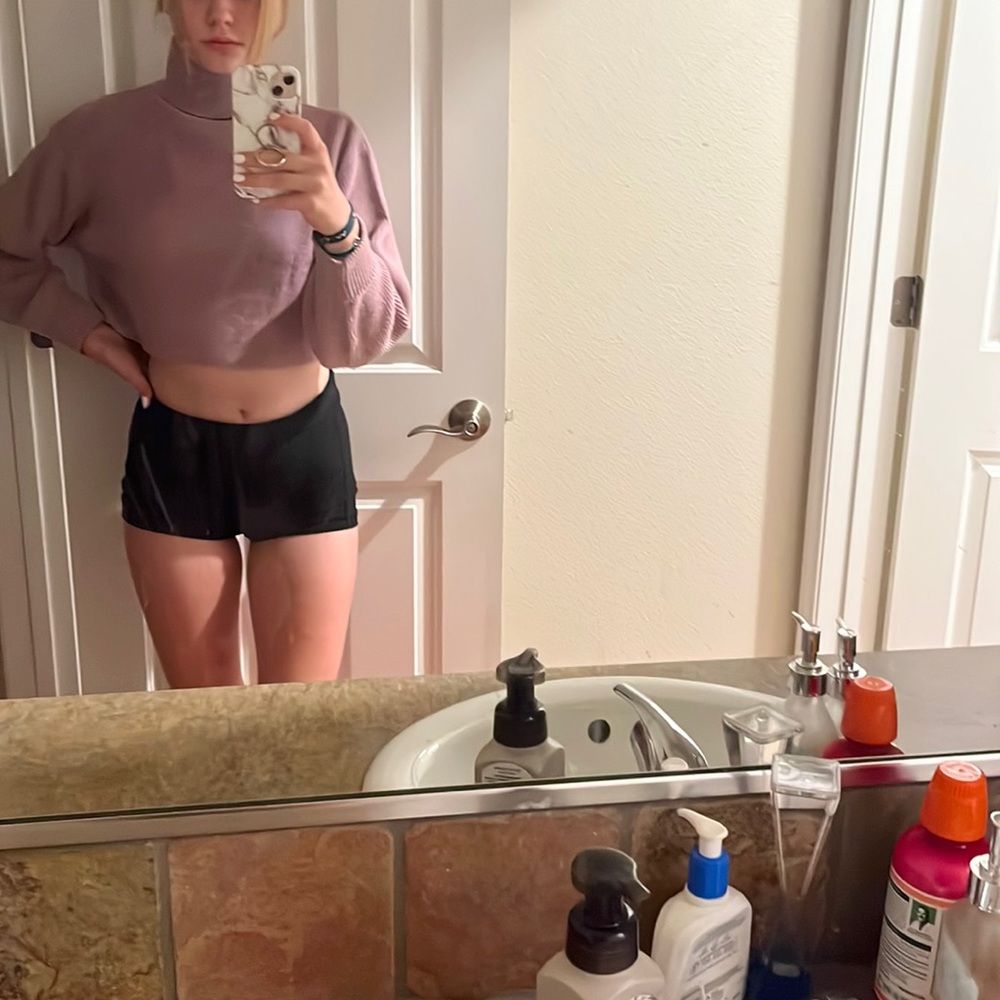 purple turtle neck